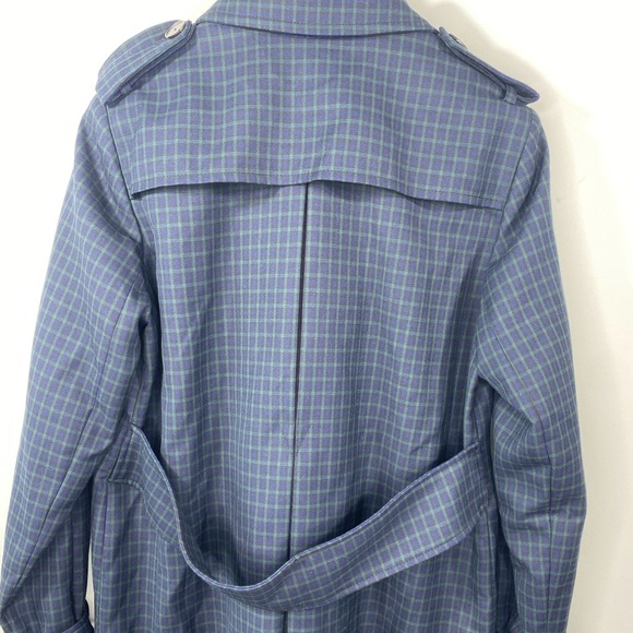 Sandro Blue Rosale Windowpane Check Woven Coat Sz 6 - Picture 10 of 16
